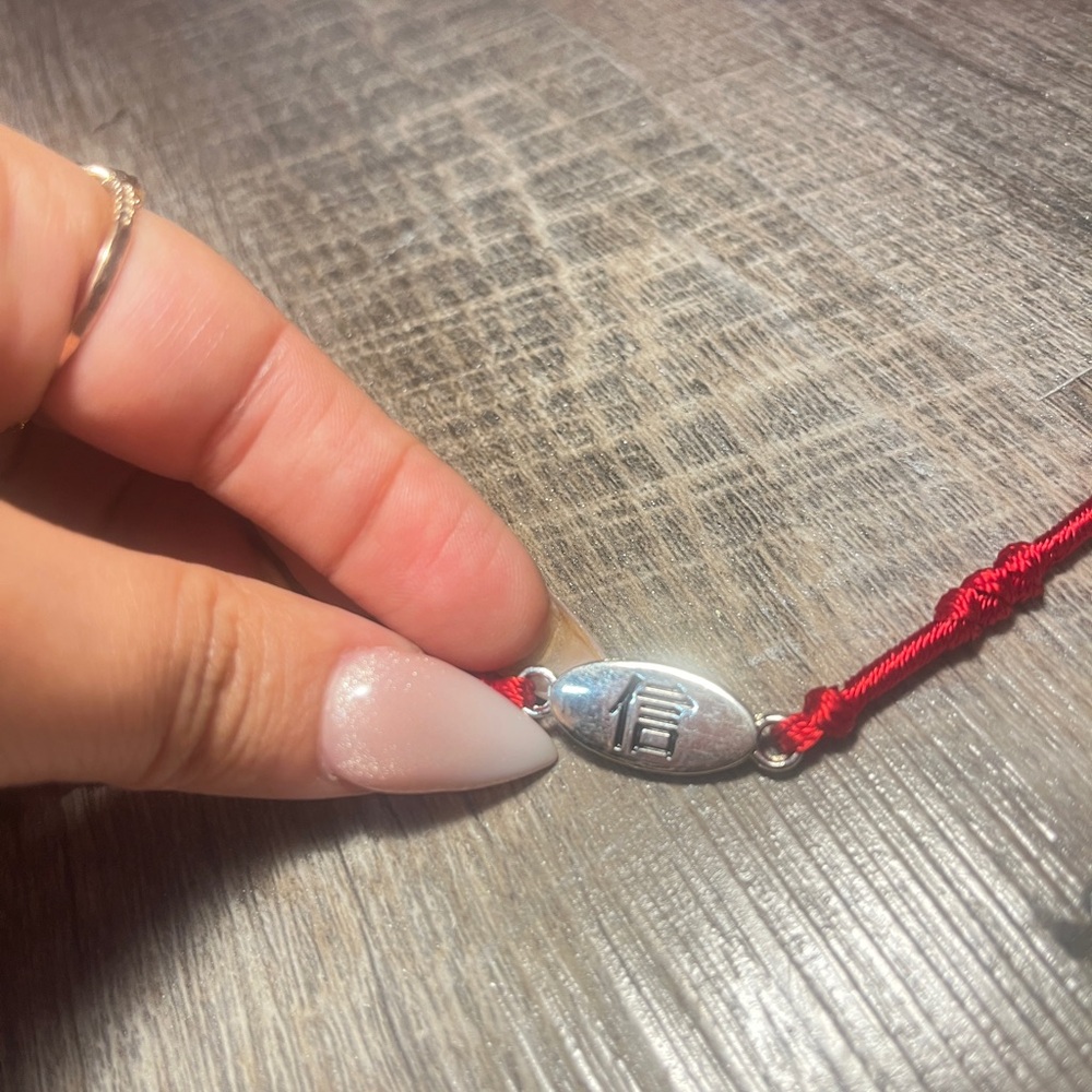 Red and Silver Bracelet with Charm